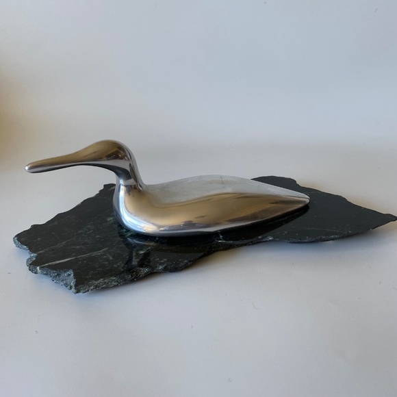 Vintage Haselton Sculpture: Aluminium LOON on Marble Base, Signed, Collectible - Picture 4 of 15